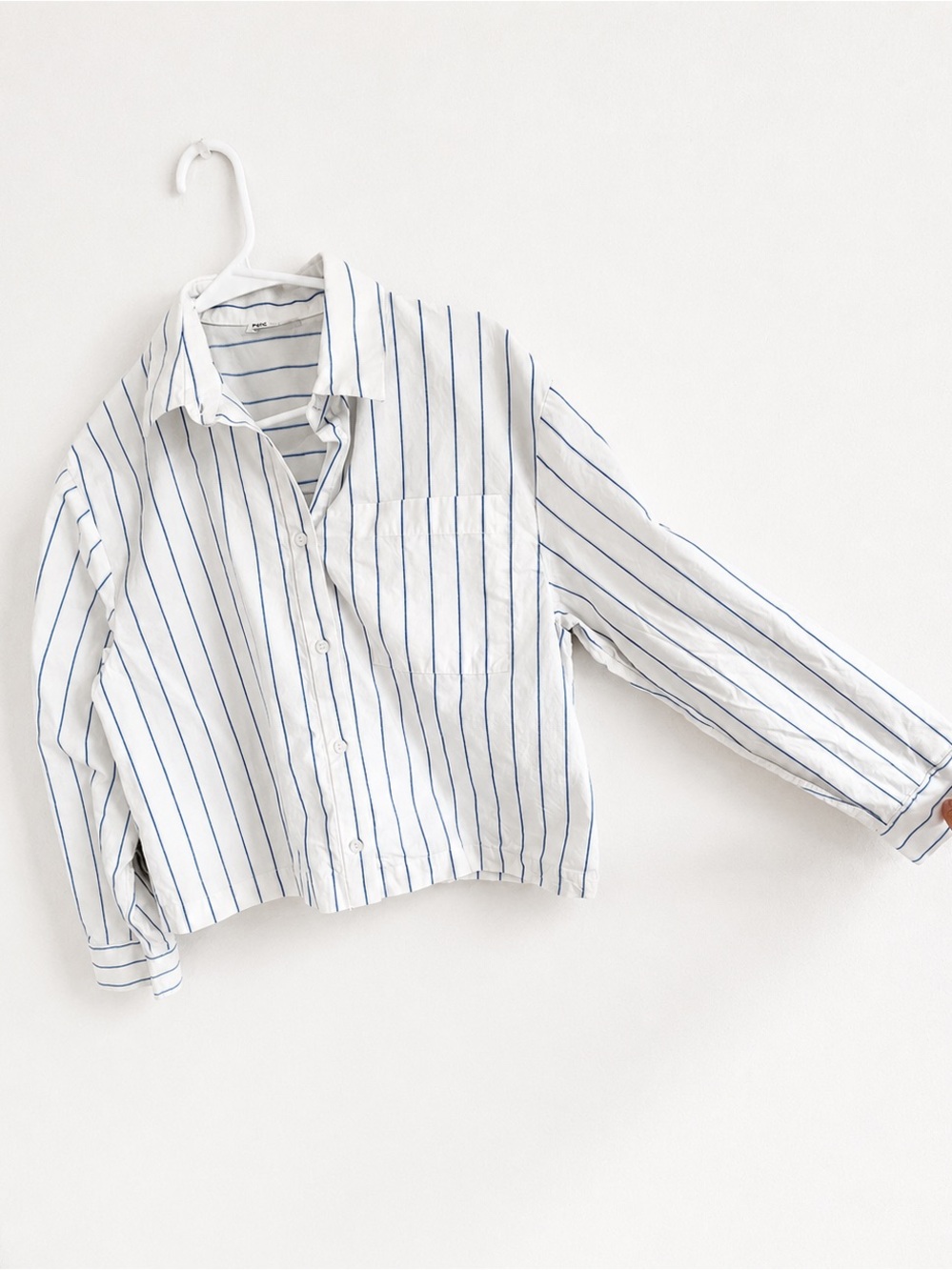 ZARA 100% Cotton Striped Cropped Pajama Shirt - Picture 2 of 5